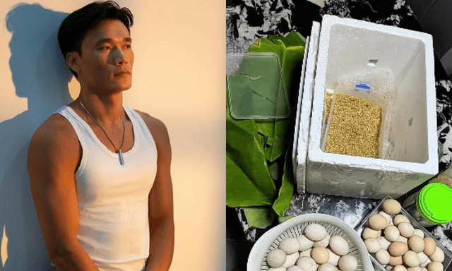 Chiếc thùng xốp thủ môn Bùi Tiến Dũng nhận được lúc 4h30 sáng 