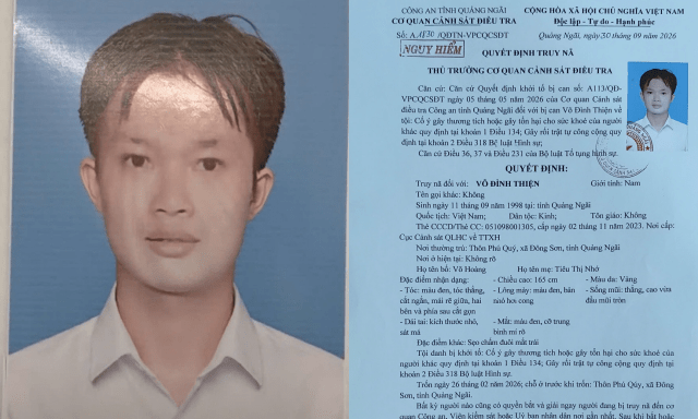 Truy nã toàn quốc Võ Đình Thiện SN 1998, bất kỳ ai cũng có quyền bắt và báo ngay cho cơ quan công an