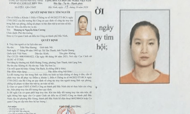 Ai thấy Trần Như Hương SN 1993 ở đâu, khẩn trương trình báo công an nơi gần nhất