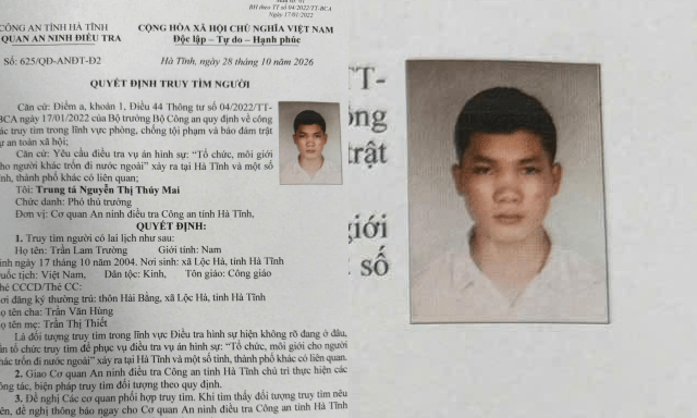 Truy tìm Trần Lam Trường SN 2004: Đề nghị người dân trình báo ngay khi phát hiện đối tượng
