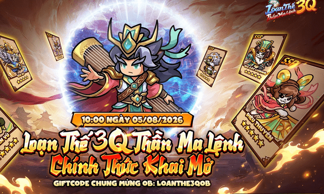 Loạn Thế 3Q: Thần Ma Lệnh chính thức ra mắt và nhanh chóng bùng nổ trên các bảng xếp hạng nhờ lối chơi thẻ tướng cuốn hút