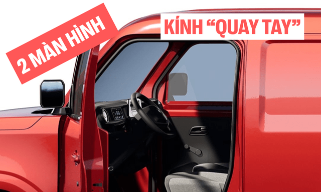 VinFast EC Van lần đầu có ảnh nội thất: Có điểm giống VF 3, 2 màn hình, kính 'quay tay'