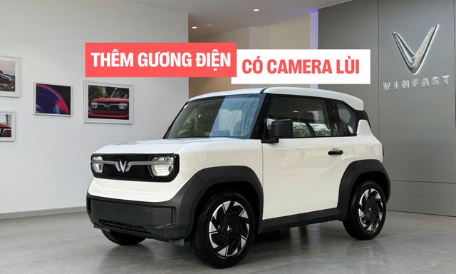 Ảnh thực tế VinFast VF 3 Plus giá 315 triệu đồng: Gương điện lớn hơn chỉnh trên màn hình, camera lùi tích hợp, có ốp mâm đi kèm