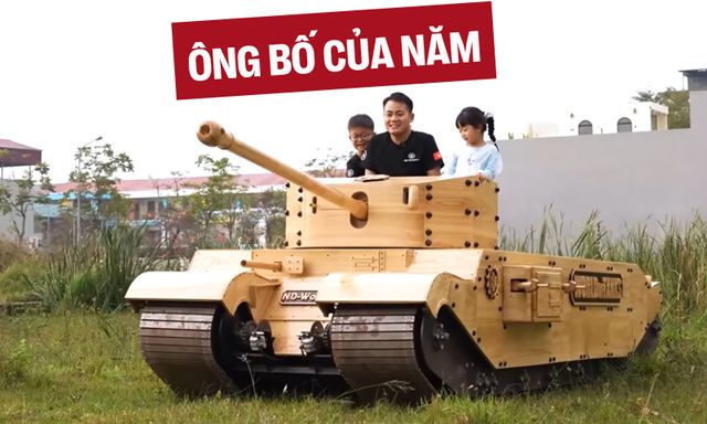Bố người ta trong truyền thuyết: Tự chế mô hình xe tăng gỗ cực ‘khủng’ cho con trai, vận hành như thật khiến cộng đồng mạng ngả mũ