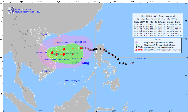Tin mới nhất về cơn bão số 6: Gây mưa rất to, có thời gian quần thảo khá lâu