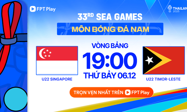Xem TRỰC TIẾP bóng đá SEA Games 33: U22 Singapore vs U22 Timor Leste