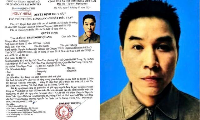 Truy nã Trần Ngọc Quang ở Hà Nội