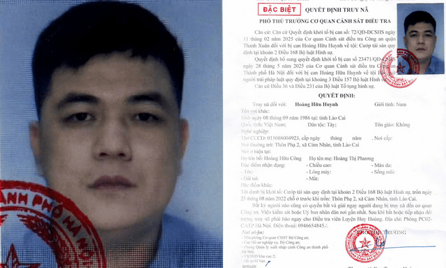 Quyết định truy nã đặc biệt Hoàng Hữu Huynh 