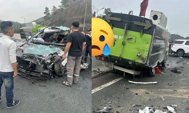 Ô tô con vỡ nát đầu sau cú tông vào đuôi xe hút bụi trên cao tốc: Danh tính và tình trạng của tài xế