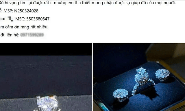Cô gái đăng bài cầu cứu vì làm mất nhẫn kim cương đính hôn: Công an xác minh 