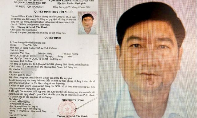 Quyết định truy tìm người có tên Trần Văn Điền SN 1967