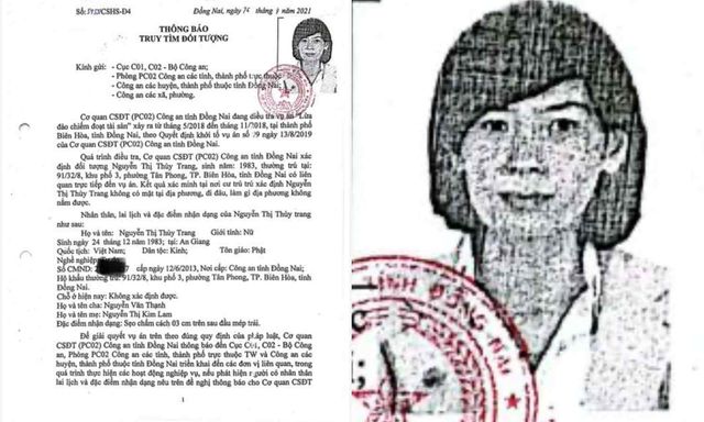 Truy tìm đối tượng Nguyễn Thị Thùy Trang SN 1983