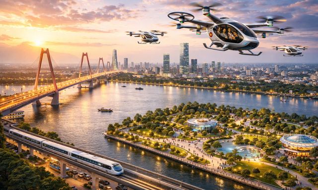 Taxi bay, drone giao hàng xuất hiện ấn tượng trong quy hoạch 100 năm của Hà Nội thế nào?