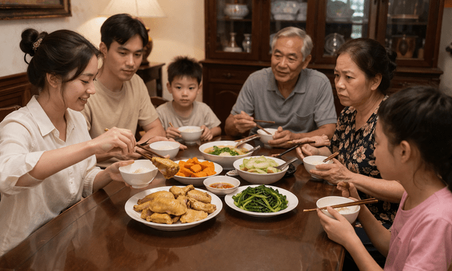 Ngồi vào mâm gắp miếng đùi gà đầu tiên, cô dâu mới bị mẹ chồng 