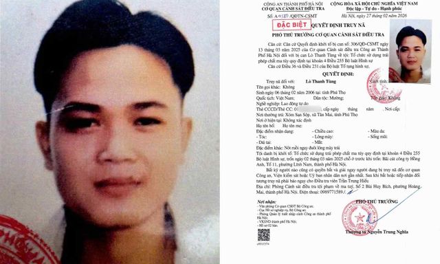 Quyết định truy nã đặc biệt Lò Thanh Tùng SN 2006