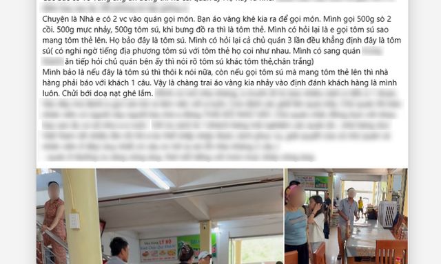 Xôn xao khách gọi tôm sú, quán mang ra tôm thẻ, nhân viên to tiếng: Chủ nhà hàng giải thích