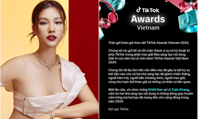 Sau gần 1 ngày, đơn vị tổ chức TikTok Awards 2024 lên xin lỗi công khai, động thái của MC Hoàng Oanh gây chú ý