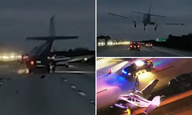 Kinh hoàng cảnh máy bay rơi xuống đường, đâm thẳng vào ô tô trên cao tốc 