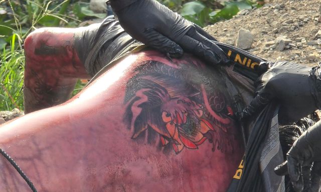 Ai biết thông tin liên quan thi thể nam có hình xăm cá chép bên hoa sen, liên hệ ngay công an số 0937.349.345