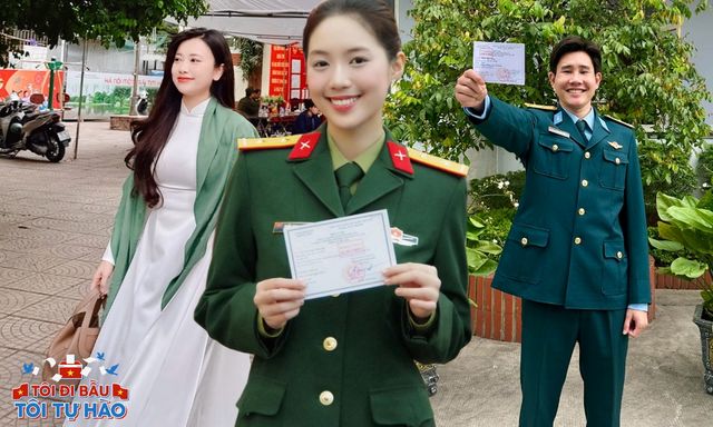 Mỹ nhân mang quân hàm Trung úy, con gái Nghệ sĩ Ưu tú và dàn KOL tham gia bầu cử: Rộn ràng ngày hội non sông!