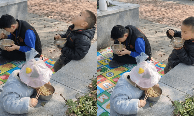 Đưa 3 con đi picnic với bát mì trắng, người mẹ bị chỉ trích 