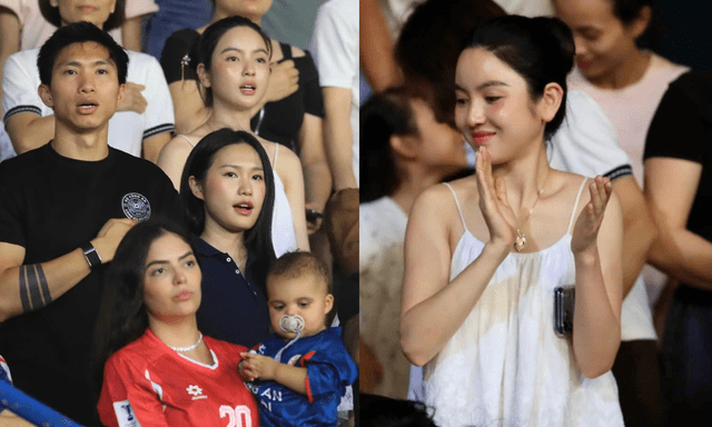 Doãn Hải My sánh đôi với Văn Hậu trên khán đài Hàng Đẫy, Chu Thanh Huyền visual trắng phát sáng bên cạnh 