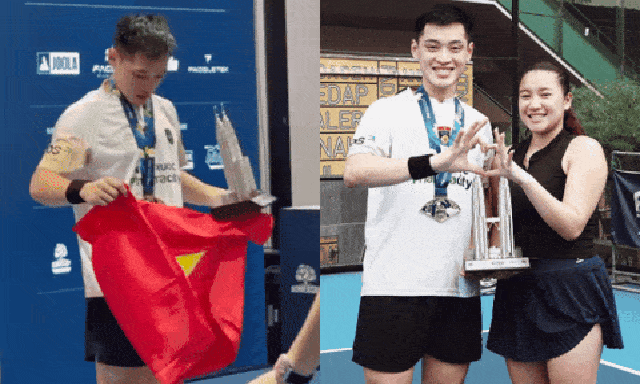 Trọn vẹn khoảnh khắc Vinh Hiển cầm cờ Việt Nam ăn mừng vô địch PPA Kuala Lumper, ôm bạn gái xinh đẹp cực hạnh phúc