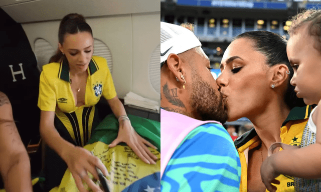 Bạn gái Neymar gây choáng khi ngồi chuyên cơ triệu đô đến World Cup: Vóc dáng mẹ 2 con nóng bỏng chiếm trọn 