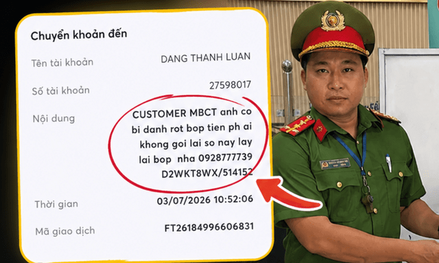 Nhặt được ví và thẻ ngân hàng, Đại úy Công an ở TP.HCM dùng giao dịch 1.000 đồng để gửi 
