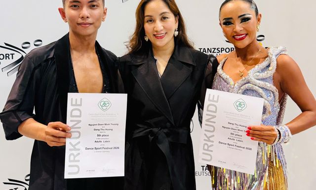 Khánh Thi dẫn dắt Phan Hiển - Thu Hương tranh tài tại Giải Vô địch Khiêu vũ Thể thao Châu Á 2026 Việt Nam 