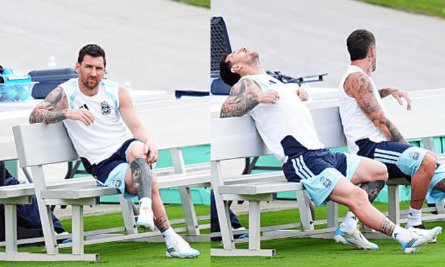 Hàng trăm ống kính vây kín chụp Messi bình thản ngắm trời, 