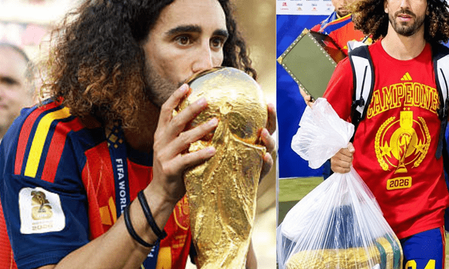 Xôn xao cầu thủ Tây Ban Nha xách cúp vô địch World Cup bằng túi nilon, sự thật bất ngờ