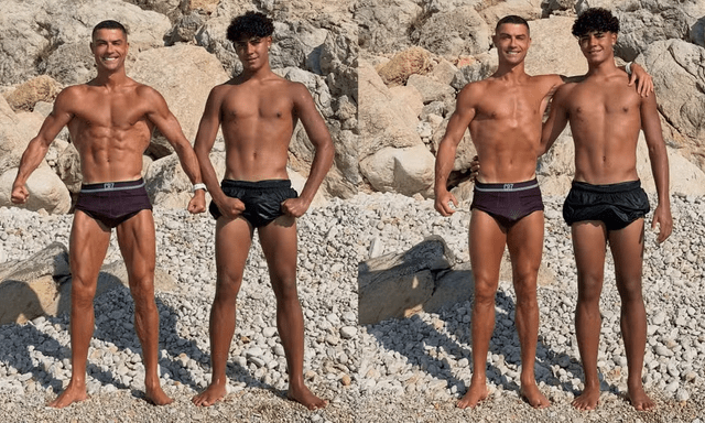 Ronaldo gây choáng khi đọ cơ bắp cùng con trai 16 tuổi giữa tin đồn đám cưới, vóc dáng cao lớn của người thừa kế đế chế tỷ đô chiếm trọn spotlight