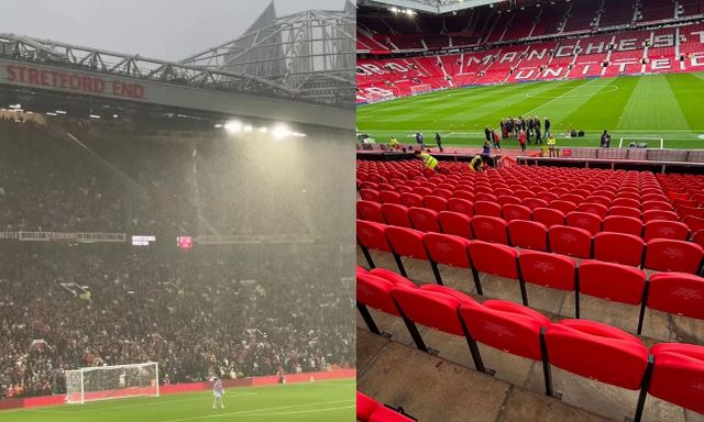 Sân Old Trafford của MU lại dột, mưa là thành thác nước gây bức xúc 