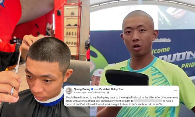 Vừa đổi kiểu tóc được ít ngày, Quang Dương Pickleball đã phải trở lại với kiểu đầu quen thuộc