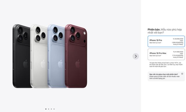 iPhone 18 Pro và 18 Pro Max đồng loạt lên kệ trên toàn cầu, Apple Store Online Việt Nam 