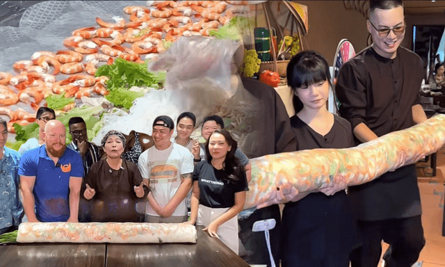 Cơm quê Dượng Bầu thử thách khách ăn 3 kg thịt, 3 kg tôm, 4 kg rau bún trong 30 phút: Thắng nhận 5 triệu, thua trả 3 triệu