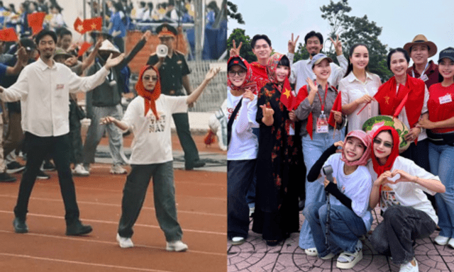 Đen Vâu - Hoàng Thuỳ Linh cười tươi rói, cùng dàn sao tập luyện diễu hành sáng 29/8 tại SVĐ Mỹ Đình