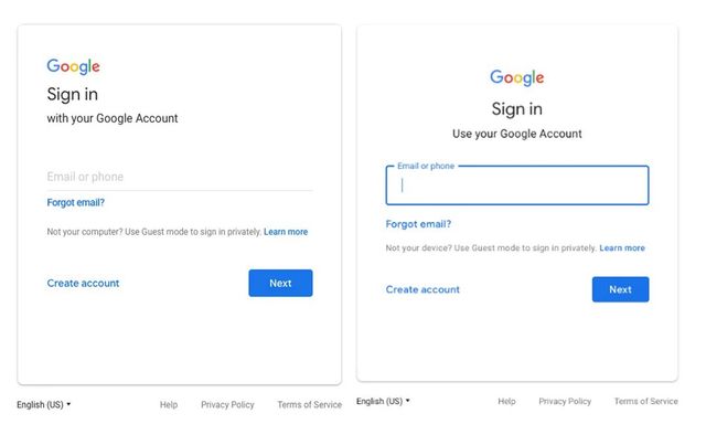 Giao diện đăng nhập Google bỗng dưng thay đổi: Có phải tôi đang bị hack?