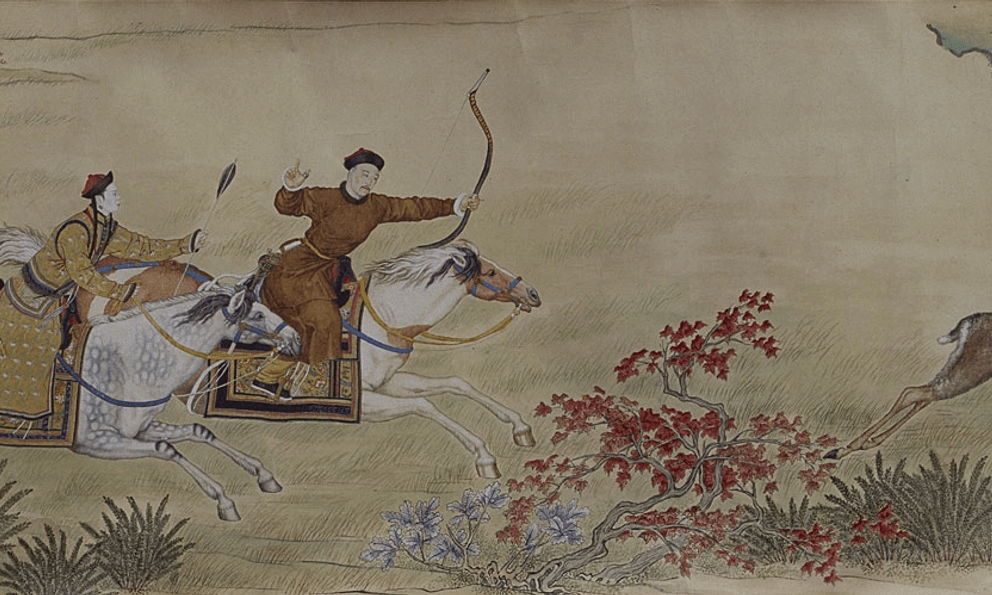 Xuất hiện bức tranh dài 2 mét về buổi đi săn của Càn Long tại vi trường Mộc Lan, duy nhất một sủng phi được theo sau hầu cận