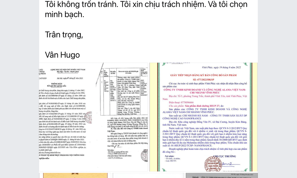 NÓNG - Quảng cáo sữa HIUP giả, BTV Vân Hugo lên tiếng: Tôi bị lừa, tổn thương danh dự, bị lợi dụng niềm tin nghiêm trọng