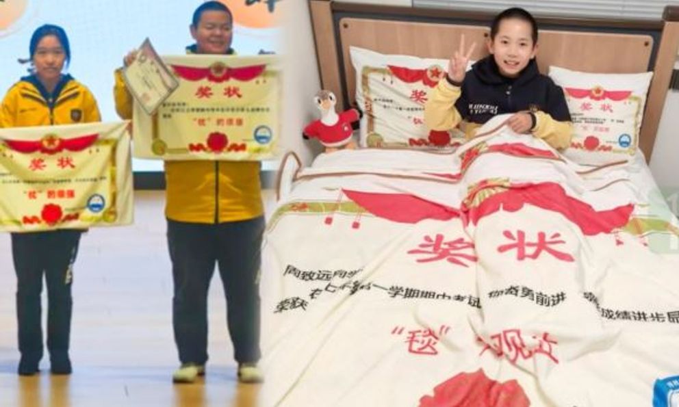 Giải thưởng bá đạo: Trường học tặng chăn ga gối đệm cá nhân hóa cho top học sinh, phụ huynh xin dùng ngay không cần giặt!