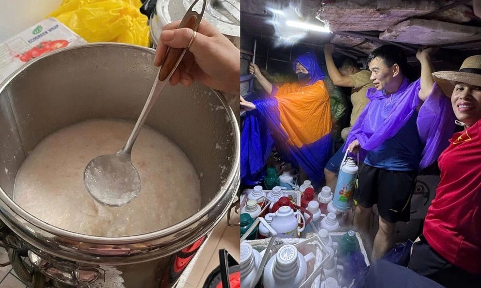 Ngập lụt, mất điện, không thể ra ngoài, cư dân chung cư tại Hà Nội được tiếp tế bằng cháo, nước nóng
