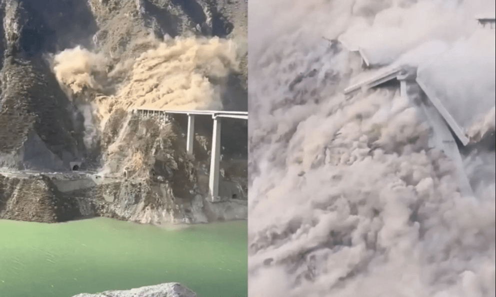 Nóng: Sập cầu vượt cao tốc ở Trung Quốc