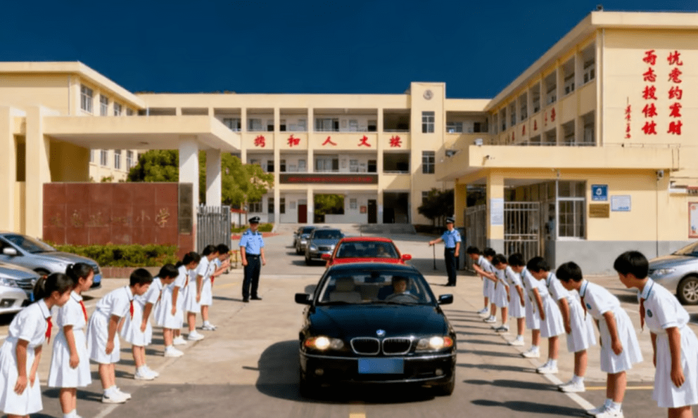 Học sinh đứng trong tiết trời lạnh cóng chào đón thầy cô ngồi trong ô tô ấm: Xứ tỷ dân dậy sóng phẫn nộ!