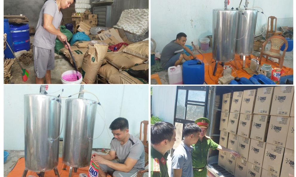Triệt phá cơ sở sản xuất nước giặt giả quy mô lớn ở Thanh Hóa
