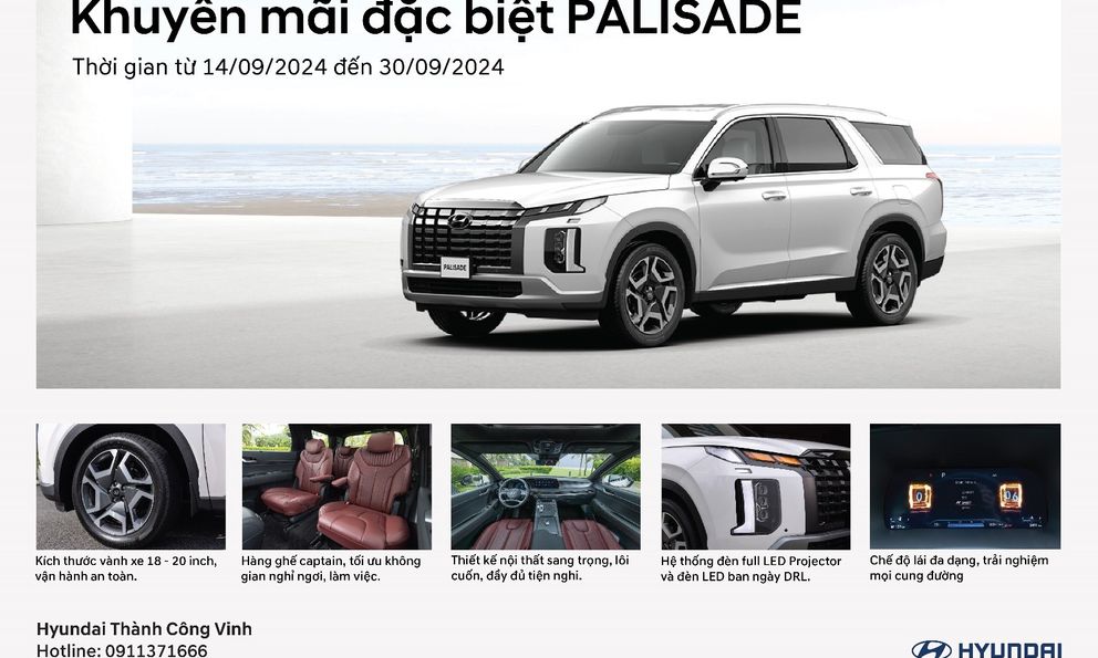 Sở hữu xe Palisade với những khuyến mãi cực khủng tại Hyundai Vinh