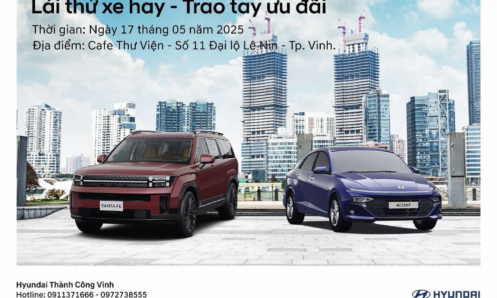 Hyundai Vinh tổ chức sự kiện 'Lái thử xe hay - Trao tay ưu đãi'