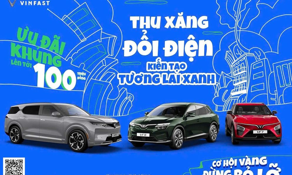 Đổi xe xăng sang xe điện - Ưu đãi lên đến 100 triệu tại Vinfast Vinh