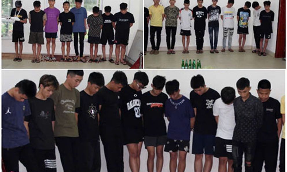 Bắt 28 thanh thiếu niên mang theo hung khí đuổi đánh nhau trên phố